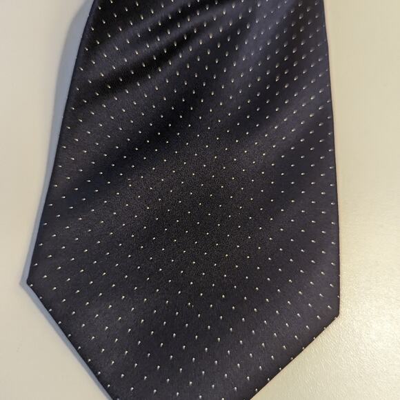 Men's Silk Ivy Crew Small Navy Polka Dot White Tie - Picture 3 of 4
